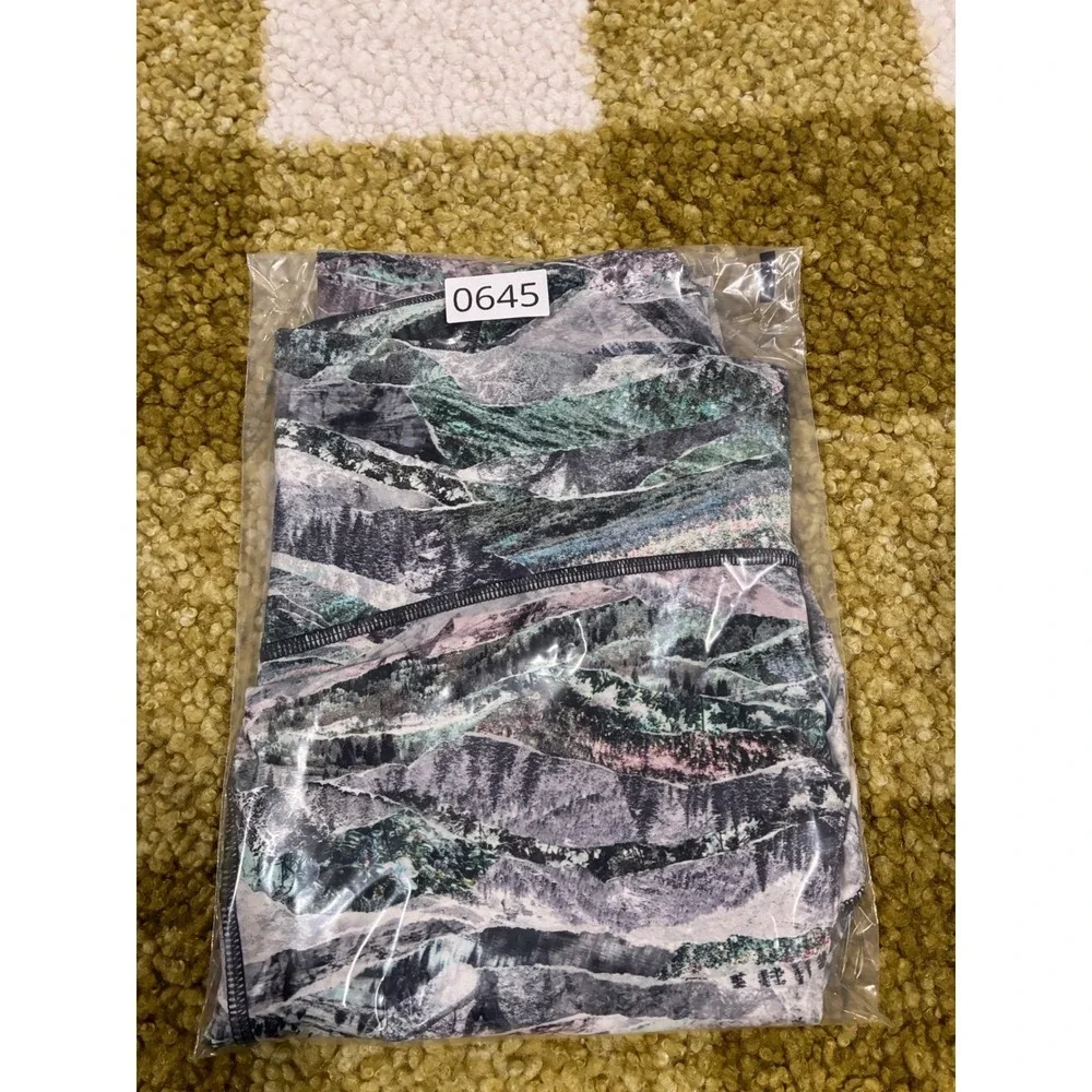 Lululemon Mountain Landscape Mesh Panel High Rise Leggings Size 10 Multi Color‎